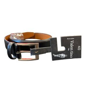 Valentino By Aurelio Mens Belt Size 40 Black Brown Leather SKU 8916